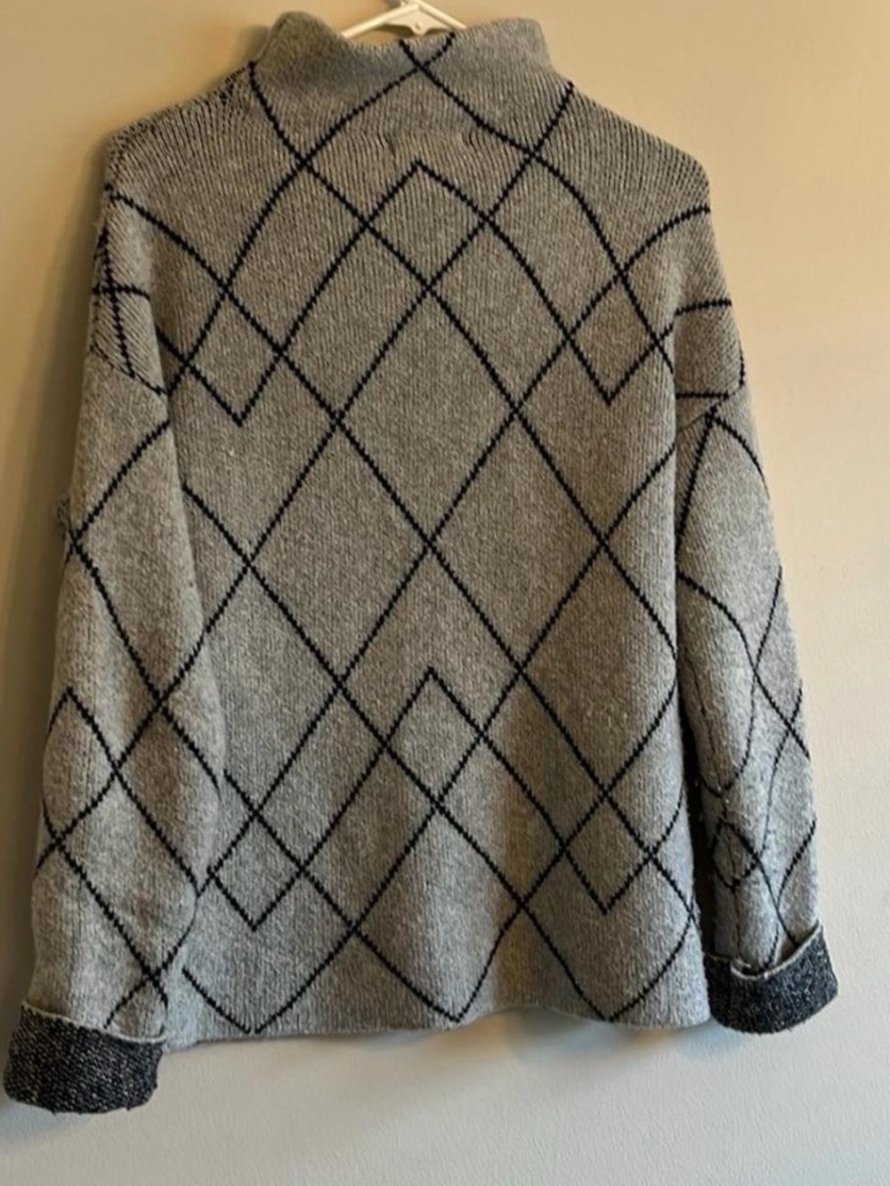 Christian Siriano Womens Gray Mock Neck Diamond Pattern Knit Sweater XS - Picture 2 of 3
